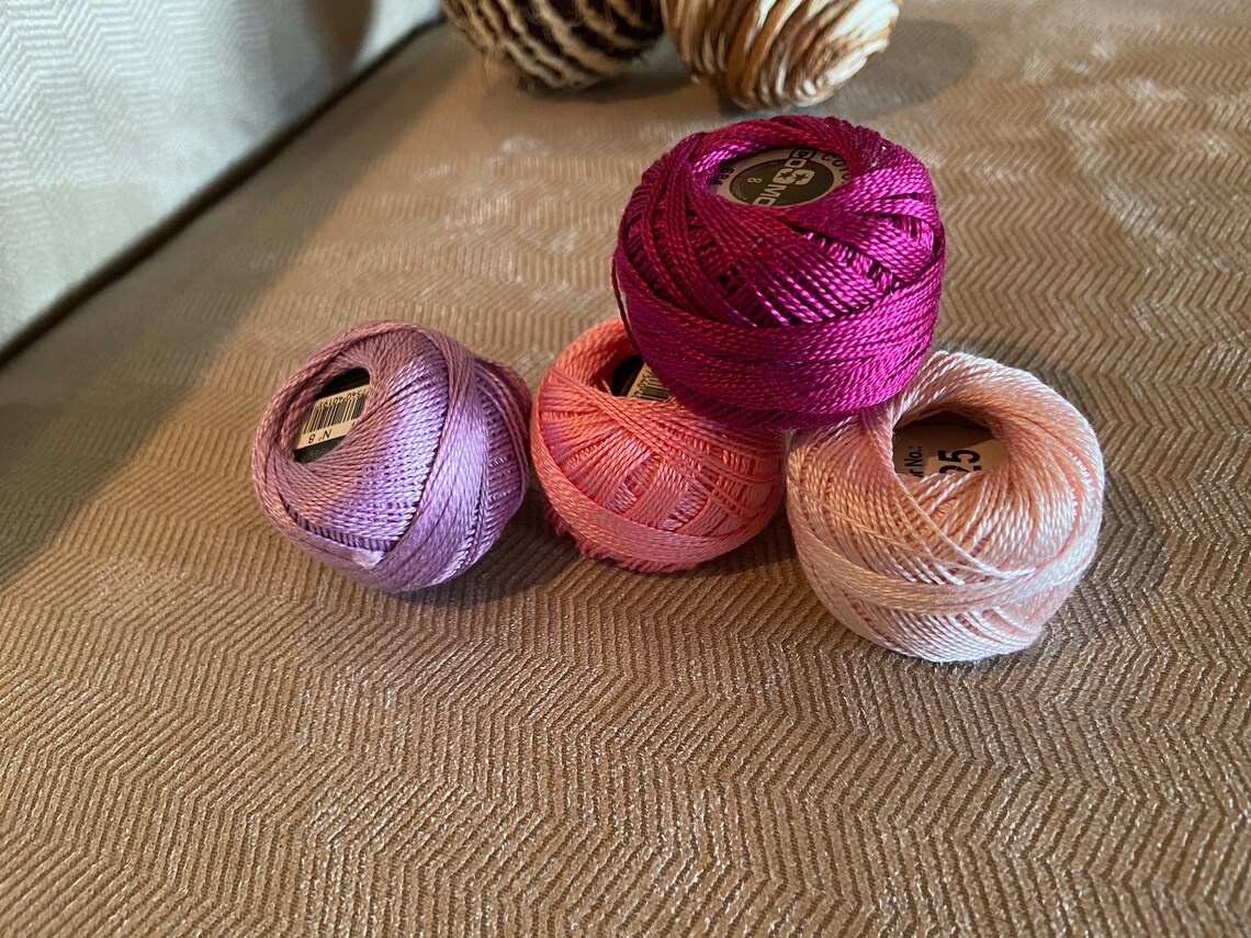 Set of 4 Cotton Pearl Embroidery Thread Size 8 Crochet Tatting Etsy