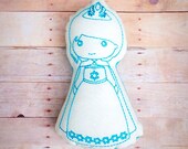 Elna Snow Princess Doodle Its, Color Me In Plushie, Eco Friendly, Princess Party Favor,