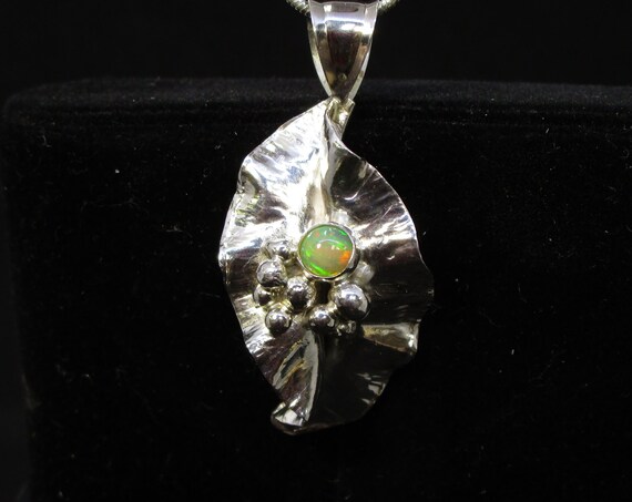 C-167 silver charm 925 Silver leaf shape, with free shipping Opal Necklace / Free Shipping