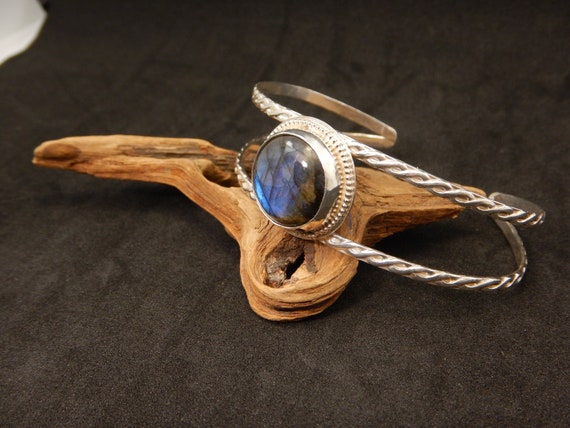 BR-102 Bracelet 925 sterling silver with labradorite free shipping