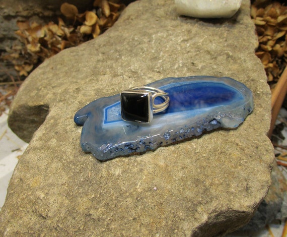 BG-018 925 Silver ring, (sterling) and fine silver with standard onyx stone