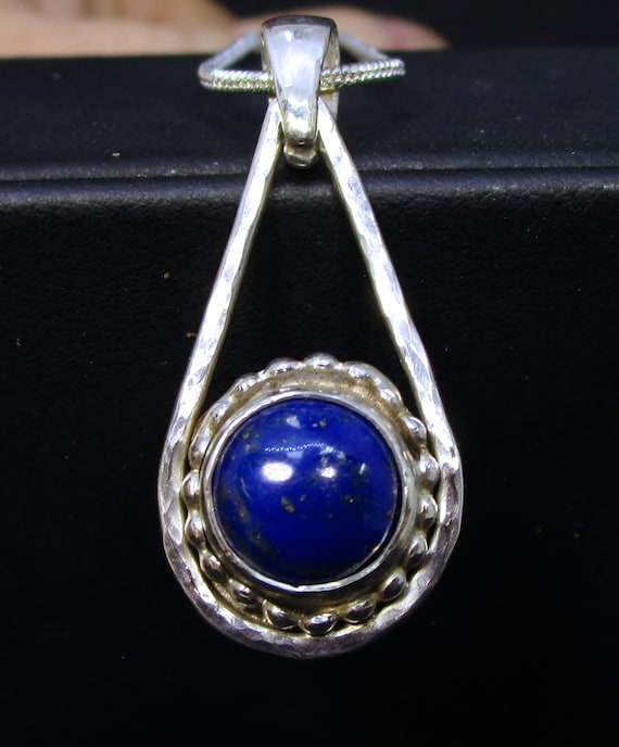C-262 charm necklace in silver with lapis lazuli free shipping / Free Shipping