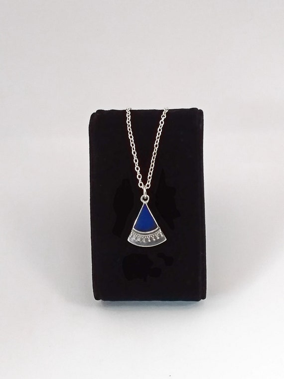 Necklace with charm, chain 926 and patinated pendant with lapis lazuli