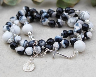 Sterling Silver Our Lady of Guadalupe  Rosary Bracelet for Women - Catholic Rosary Wrap for Her - Confirmation Gift - Rosary Beads for Mom
