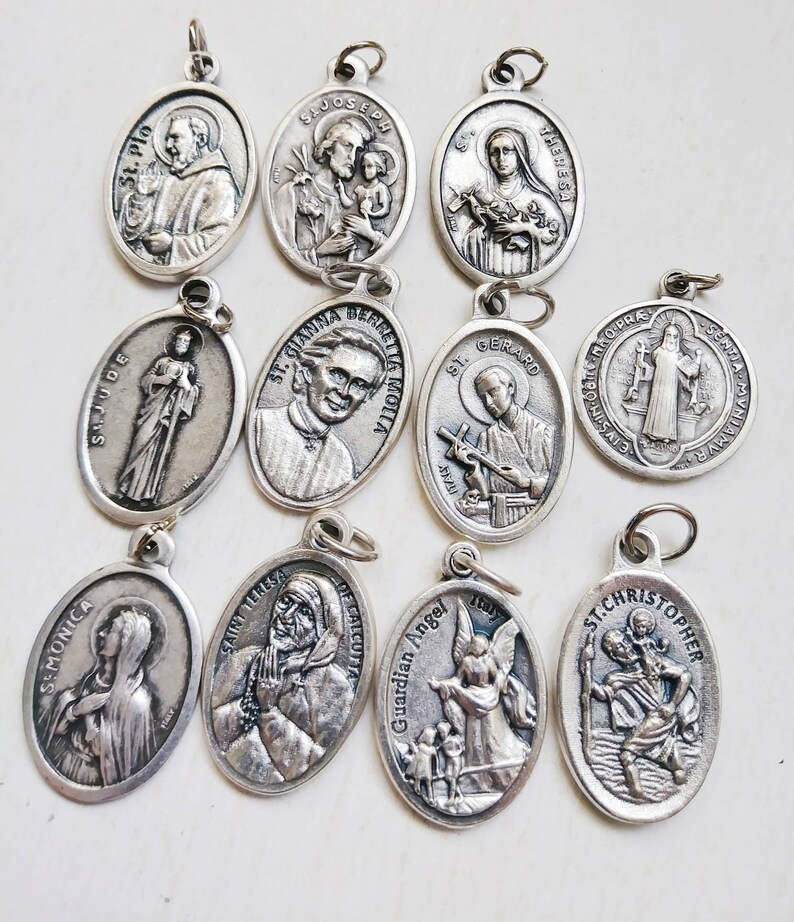 Catholic Saint Key Chain Religious Medals Confirmation Etsy