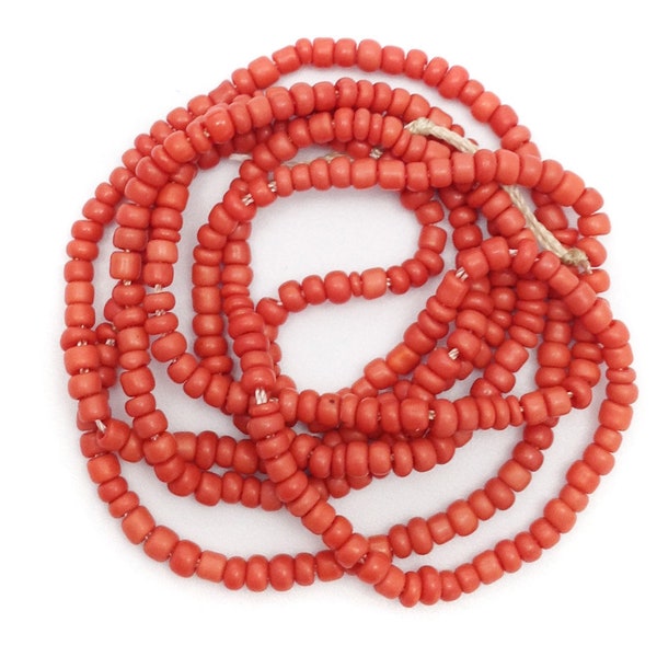 Maasai beads, Africa, red, 2 mm, 1 strand, 58 cm, African beads