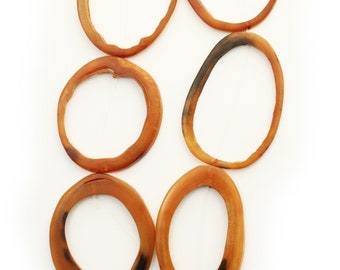 Horn rings brown 55 mm-70 mm 6 pieces horn beads 35 cm strand irregular rings big horn rings big irregular rings horn beads horn hoops