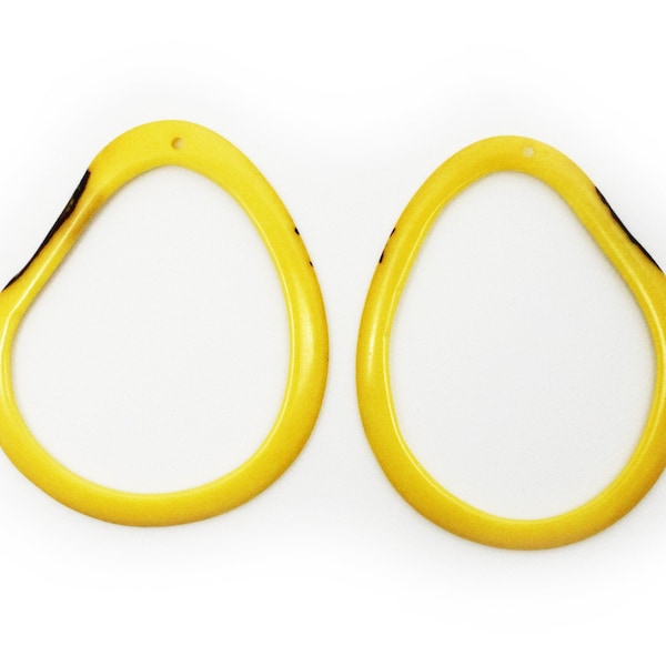 Tagua Hoops gelb 37-48mm 2 Stück große Ringe Tagua Anhänger large rings tagua beads natural pendant hoops for earrings yellow beads