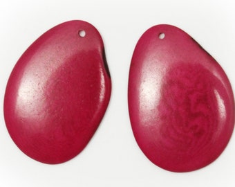 Discs pink 40 mm 2 pieces Taguaperlen Tagua slices for earrings oval slices tagua slices oval flat beads thin slices pink slices