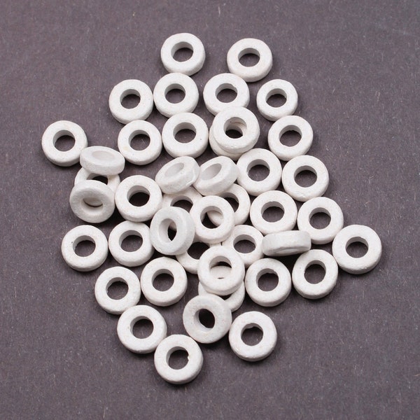 Disques en céramique 6 mm blanc paquet de 40 rondelles anneaux en céramique grecque perles rondelles tachées rondelles disques d'espacement blancs