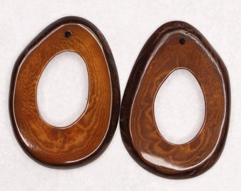 Tagua disc rings brown 35-45 mm 2 pieces pendant for earrings one hole