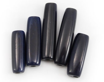 Square Tagua tubes dark blue 15-35 mm 5 pieces Taguaperlen irregular tubes natural beads tagua beads long tubes