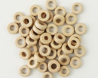 Ceramic discs 6 mm light beige 40 pieces washers Greek ceramic rings beads beige washer beads rondelle flat spacer discs