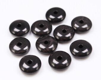 Tagua lenses dark gray 8 mm 10 pieces Tagua bead washer beads