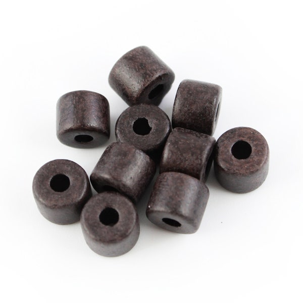 Ceramic cylinder black 8 mm 10 pieces matt ceramic beads barrels