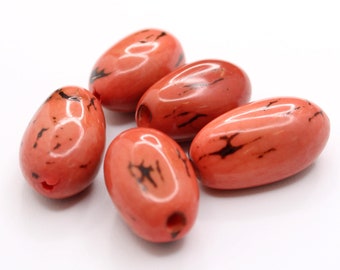 Visola beads salmon pink 17 mm 5 pieces natural pearl seed beads with shell long beads for bracelets