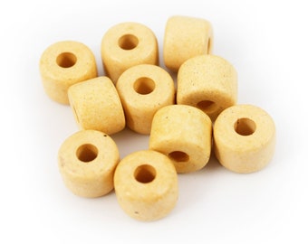 Ceramic cylinder beige 8 mm 10 pieces matt ceramic beads barrels