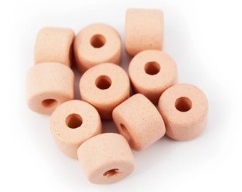 Ceramic cylinder pink 8 mm 10 pieces matt ceramic beads barrels