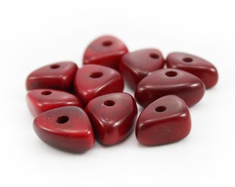 Tagua triangles dark red 10 pieces 8 mm Tagua beads natural beads natural beads