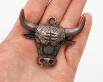 Bull pendant copper 46 mm 1 piece metal pendant bull copper pendant for men jewelry