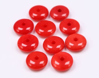 Tagua lenses light red 8 mm 10 pieces tagua beads washer beads
