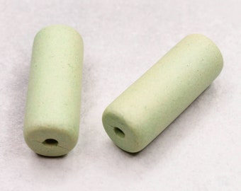 Ceramic tubes 35 mm mint green matt 2 pieces roll of ceramic beads