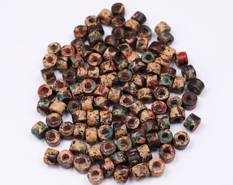 Ceramic cylinder brown speckled 6 mm 100 pieces ceramic beads