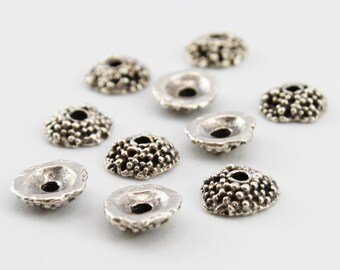 Beads caps 7 mm 10 pieces silver plated pearls ornament Zamak pearl caps