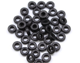 Ceramic discs 6 mm black pack of 40 washers Greek ceramic rings beads stained washer beads rondelle black spacer discs