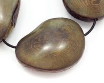 Tagua nut dark green flattened on both sides 42 mm large tagua pearl irregular large natural pearl oval statement pendant natural beads