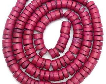 Coconut Heishi beads dark pink 7 mm 180 pieces coconut beads coconut discs pink washers spacer beads heishi coco beads