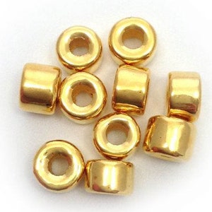 ceramic beads ceramic cylinder gold colored 6 mm pack of 10 ceramic beads greek beads golden tubes