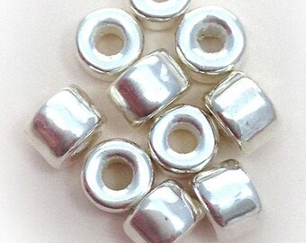 ceramic beads ceramik cylinder silver color 6 mm 10 pieces ceramic beads silver spacer beads greek beads tube beads metallic beads