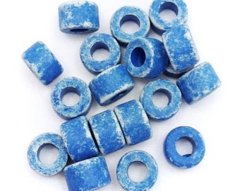 ceramic beads ceramic cylinder light blue spotted 6 mm 20 pieces ceramic beads round ceramic tubes stained tubes greek beads mykonos beads