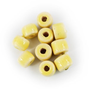 Ceramic cylinder yellow enamel 8 mm 10 pieces shiny ceramic beads ceramic beads image 5