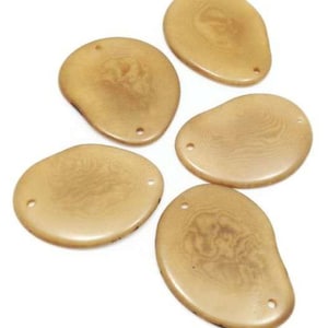 tagua beads Tagua chips light brown 5 pieces 38 mm Tagua beads flat oval tagua beads light brown round thin tagua slices natural beads eco beads