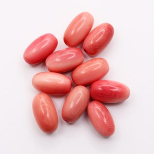 Tagua olives pink 9-11 mm 10 pcs tagua beads pink beads olive shaped beads natural beads 9 mm beads spacer beads Beads for bracelet image 1
