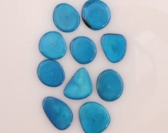 Tagua mini discs turquoise 24 mm 10 pieces earrings glue thin blue tagua beads make your own earrings triangles natural beads