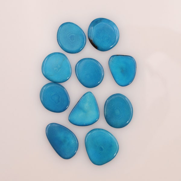 Tagua Mini Disques Turquoise 24 mm Lot de 10 Boucles d'Oreilles Colle Fines Perles Tagua Bleues Boucles d'Oreilles Réalisez Vous-même Triangles Perles Naturelles