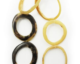 Horn rings natural 40 mm-55 mm 6pcs horn beads 30 cm strand horn hoops ring beads horn beads large irregular rings big rings irregular rings