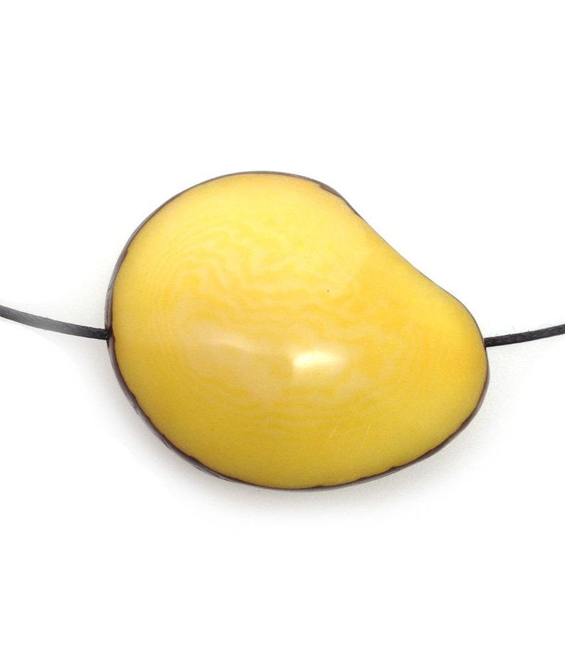Tagua nut yellow flattened on both sides 42 mm large Tagua pendant irregular large natural pearl oval statement pendant natural beads image 2