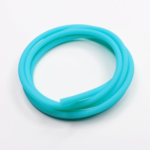 Tube caoutchouc creux 4 mm turquoise fluo trou 1 m 2 mm élastique tube caoutchouc élastique creux