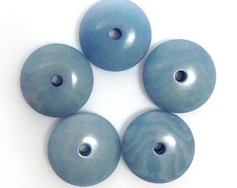 Tagua lenses sky blue 12 mm 5 pieces Tagua beads washer beads tagua nut spacer beads natural washer