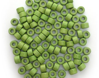 ceramic beads ceramic cylinder light green 6 mm ceramic beads greek beads mykonos beads green tube beads spacer beads small beads