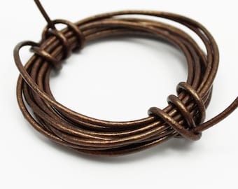 leather cord 2mm braun metallic 2m rundes Lederband brown metallic leather cord brown 2mm jewelry cord cord for bracelet