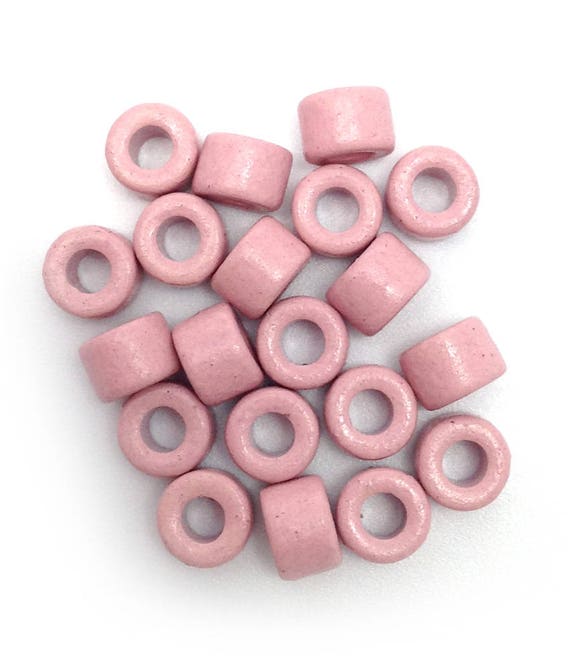 Keramik Zylinder rosa gesprenkelt 6mm 20 Stück Keramikperlen Tuben Perlen