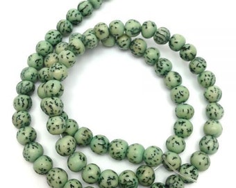 Salwag beads, turquoise, 6-7 mm, 1 strand, 65 pieces, seed pearls