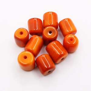 Tagua cylinder orange 8 mm 10 pieces Tagua beads natural beads image 3