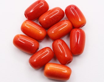 Tagua olives orange 12 mm 10 pieces small oval tagua beads for earrings oval shaped beads