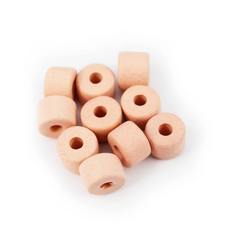 Ceramic cylinder pink 8 mm 10 pieces matt ceramic beads barrels image 1